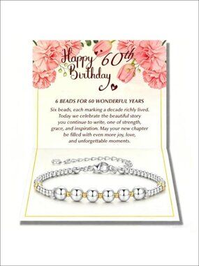 Birthday Bracelet Beaded Link Chain Adjustable Gift for Women